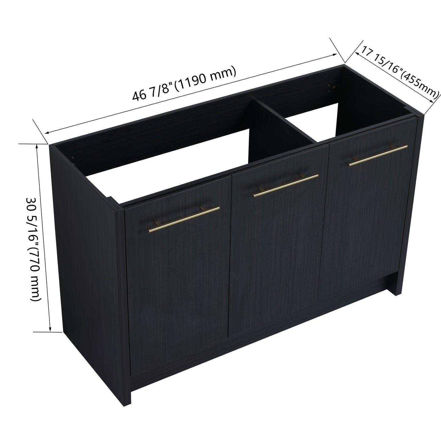 Black Chestnut Bathroom Vanity - 46.88 Inch Freestanding