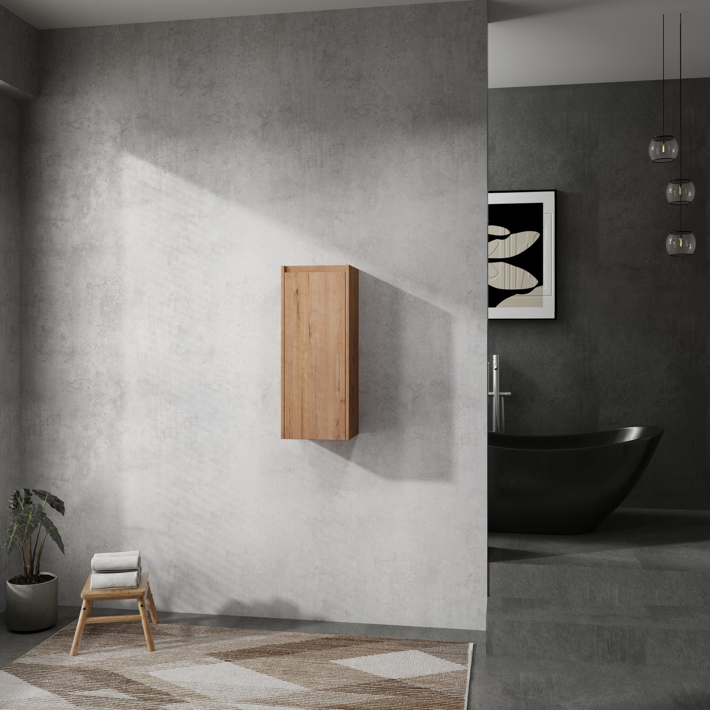 Bathroom Wall Mounted Cabinet 1 Drawer Oak