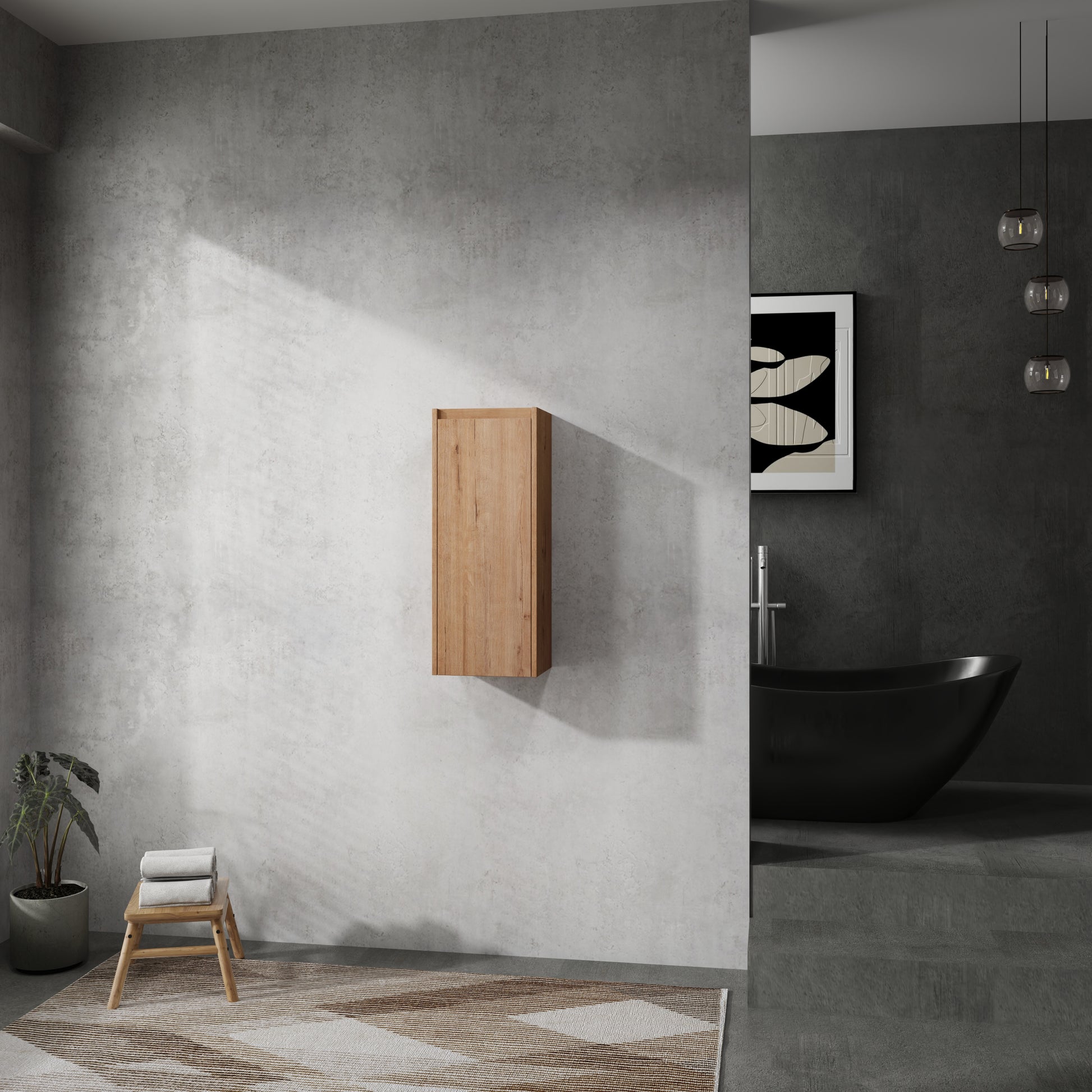 Bathroom Wall Mounted Cabinet 1 Drawer Oak