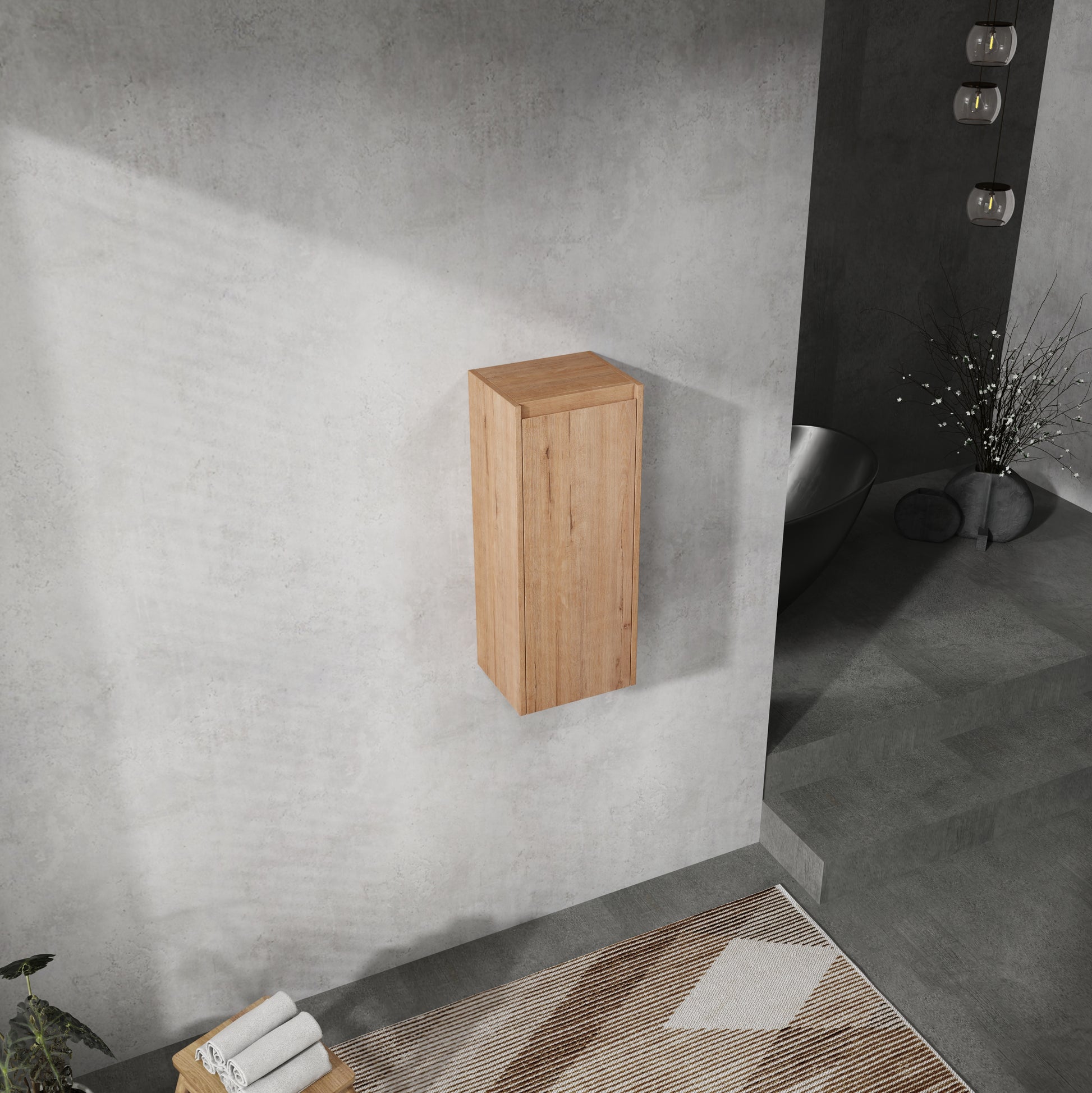 Bathroom Wall Mounted Cabinet 1 Drawer Oak