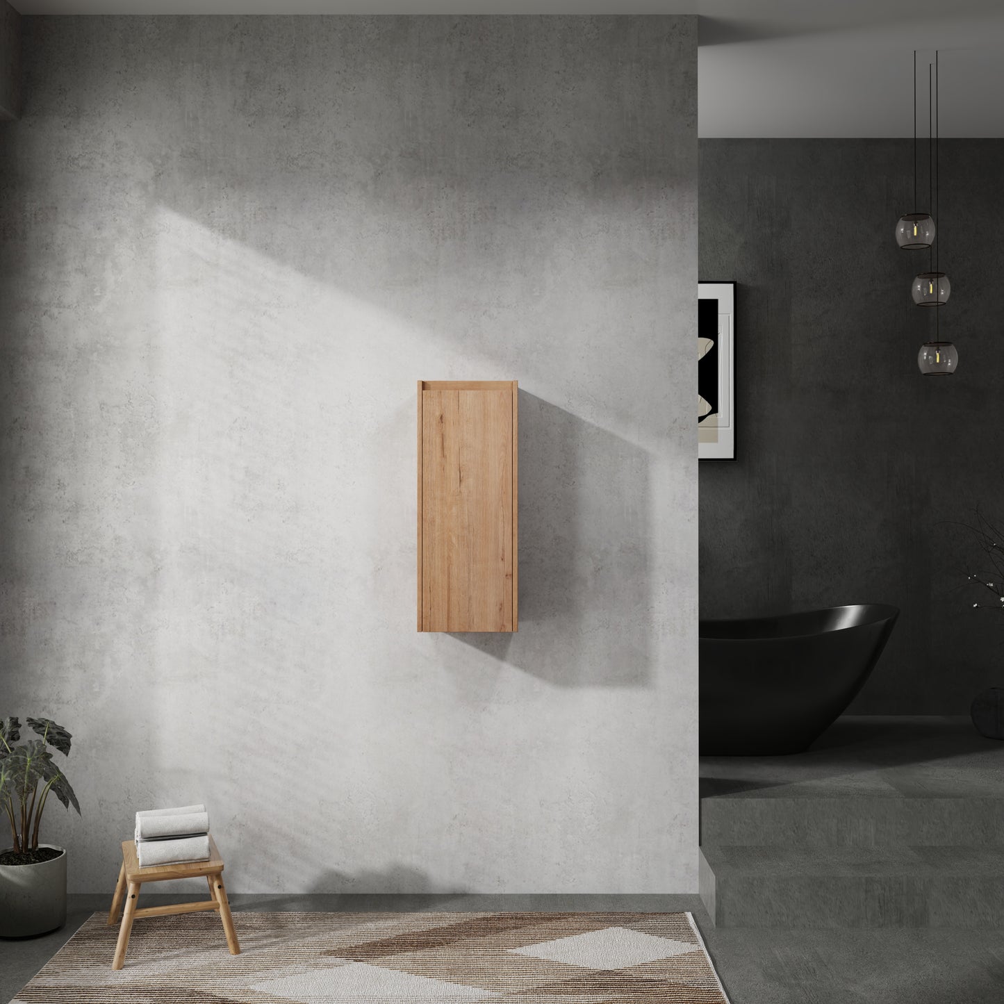 Bathroom Wall Mounted Cabinet 1 Drawer Oak