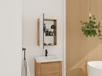 Bathroom Mirror Cabinet with Storage - Oak Finish