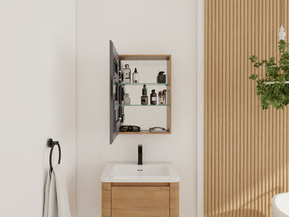 Bathroom Mirror Cabinet with Storage - Oak Finish