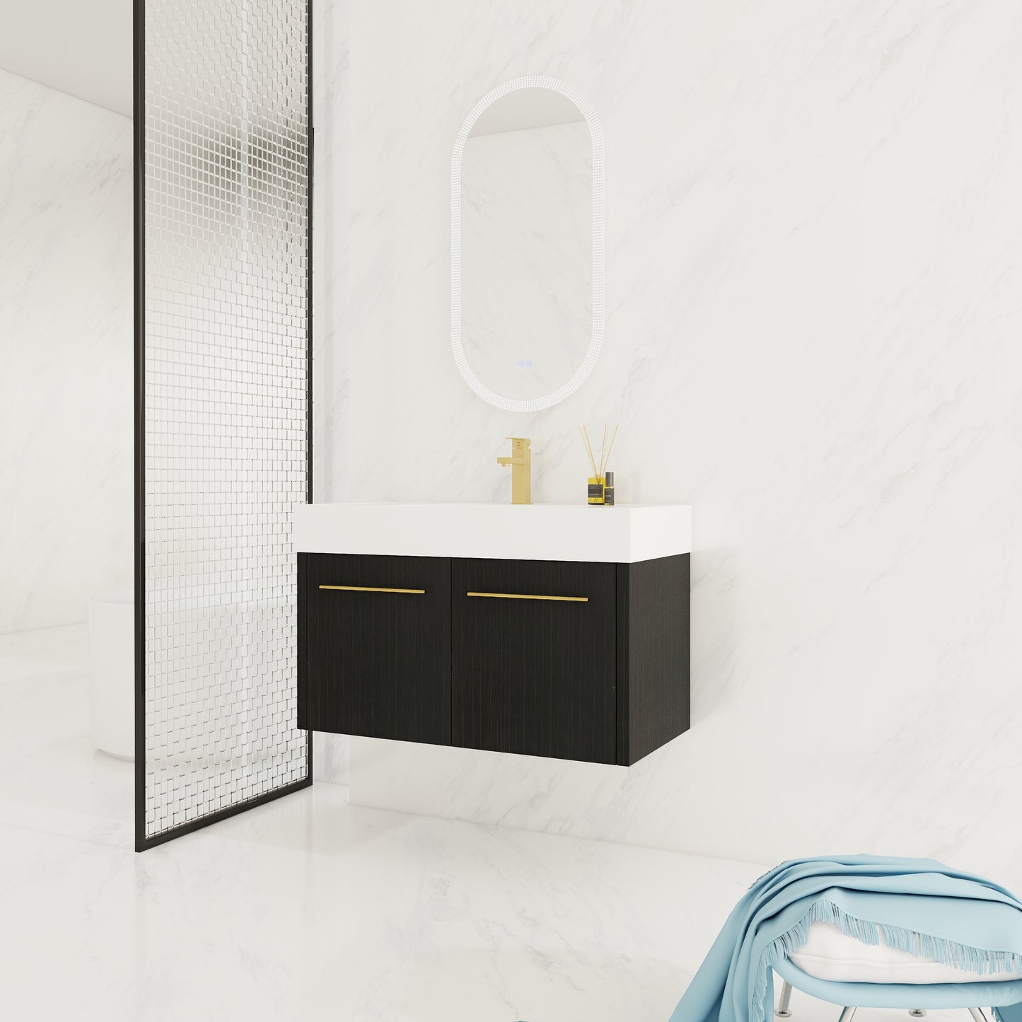 Modern Wall Mounted Bathroom Vanity with Plywood Cabinet