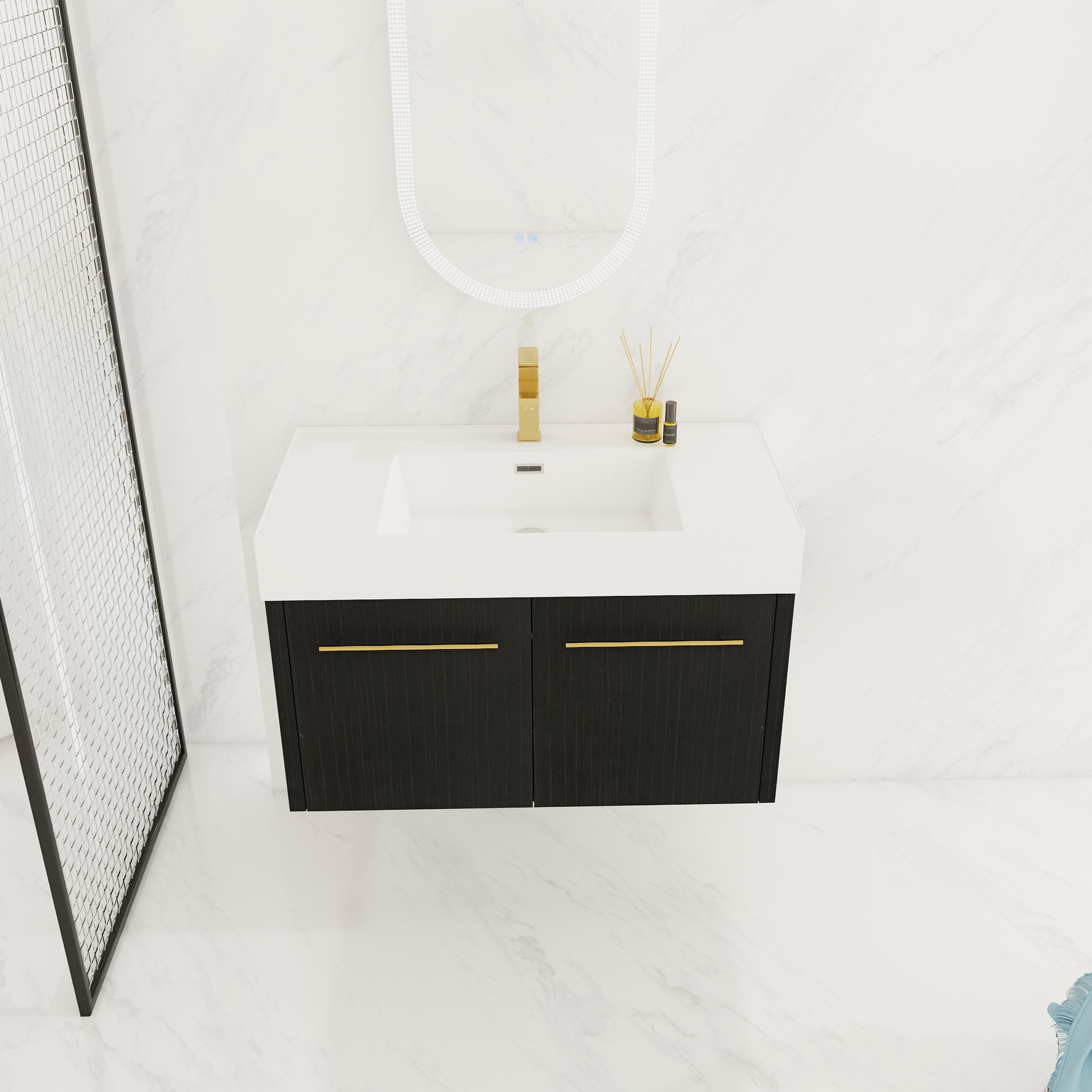 Modern Wall Mounted Bathroom Vanity with Plywood Cabinet