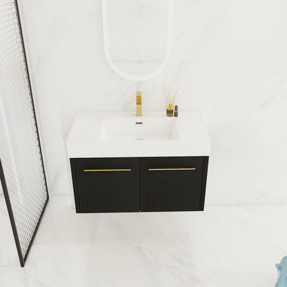Modern Wall Mounted Bathroom Vanity with Plywood Cabinet