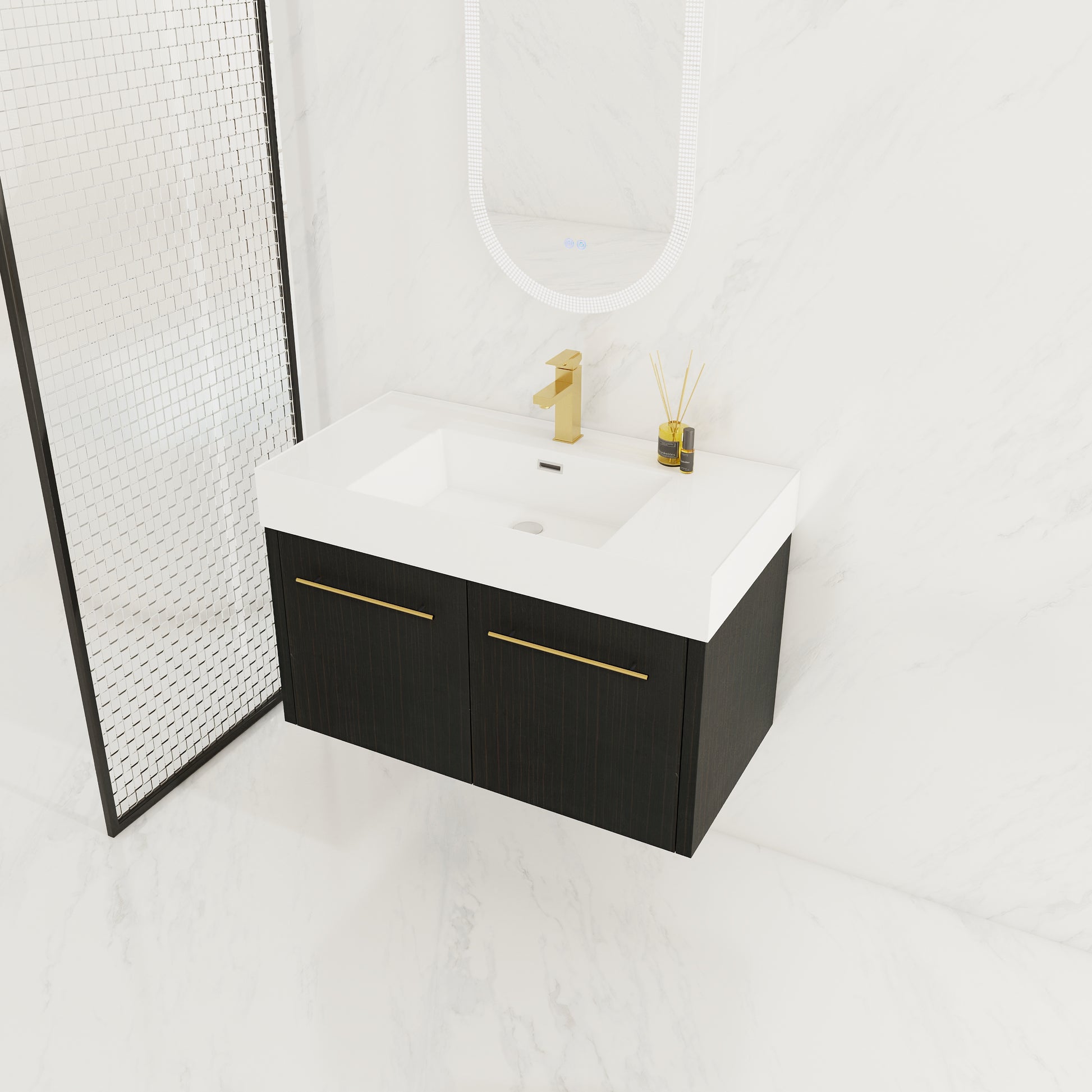 Modern Wall Mounted Bathroom Vanity with Plywood Cabinet