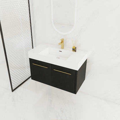 Modern Wall Mounted Bathroom Vanity with Plywood Cabinet