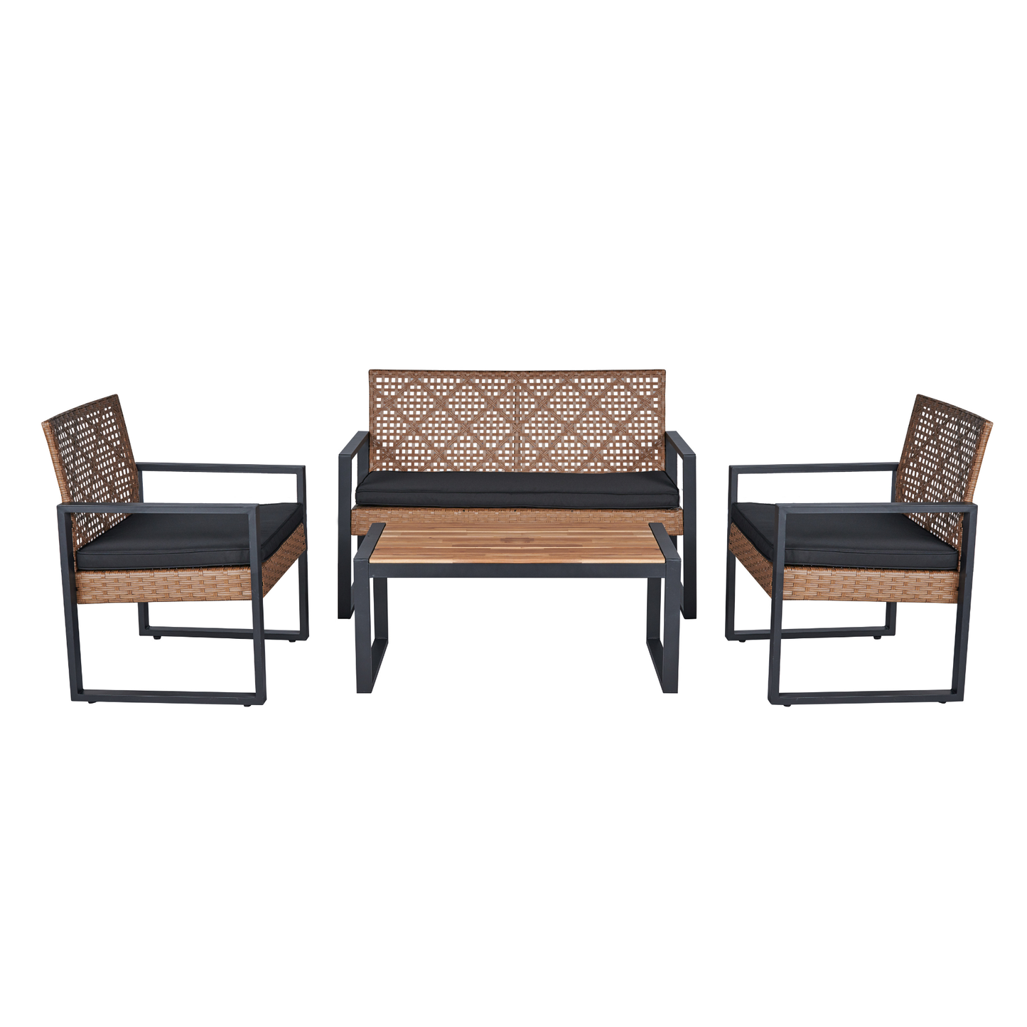 Light Brown 4-Piece Patio Set - Weather-Ready Outdoor Furniture