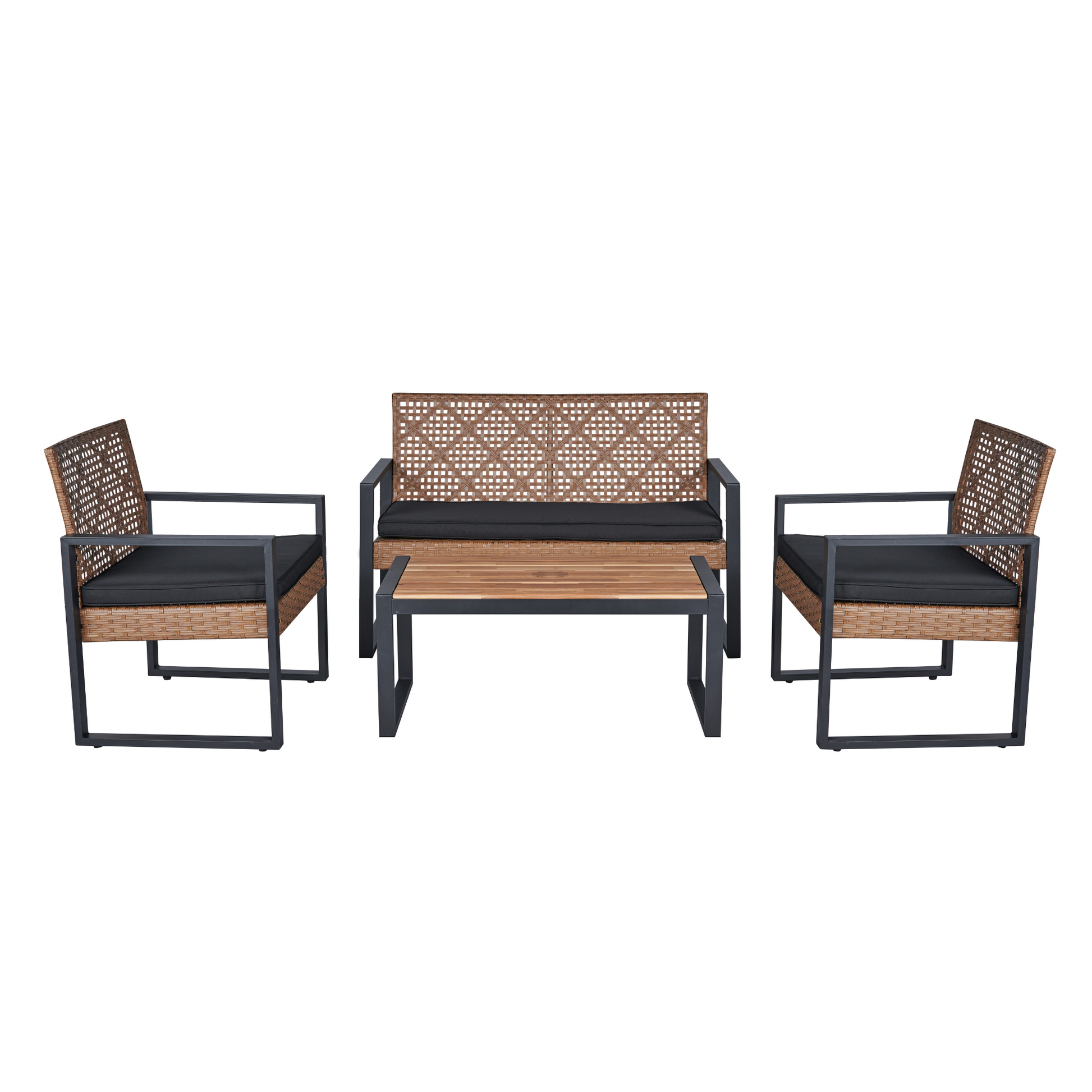 Light Brown 4-Piece Patio Set - Weather-Ready Outdoor Furniture