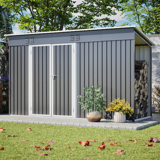 10 x 4 Outdoor Metal Storage Shed with Lockable Door and Floor Frame