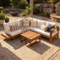 4-Piece Acacia Wood Sectional Patio Sofa Set with Cushions