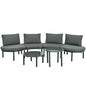 6-Piece Gray Half-Moon Outdoor Wicker Sectional Sofa Set with Two Coffee Tables