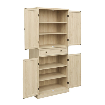 4 Door Cabinet with 1 Drawer, with 4 Adjustable Inner Shelves, Storage Cabinet