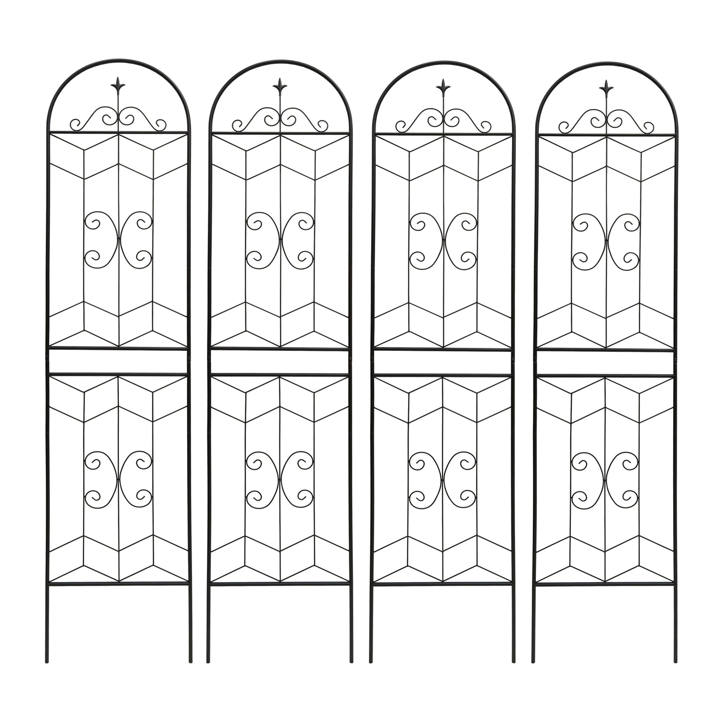 4-Pack 86.7-Inch Black Metal Garden Trellis Set for Climbing Plants and Flowers