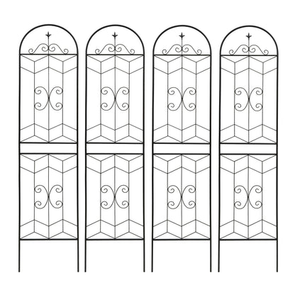 4-Pack 86.7-Inch Black Metal Garden Trellis Set for Climbing Plants and Flowers