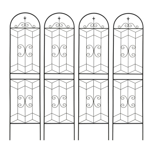 4-Pack 86.7-Inch Black Metal Garden Trellis Set for Climbing Plants and Flowers