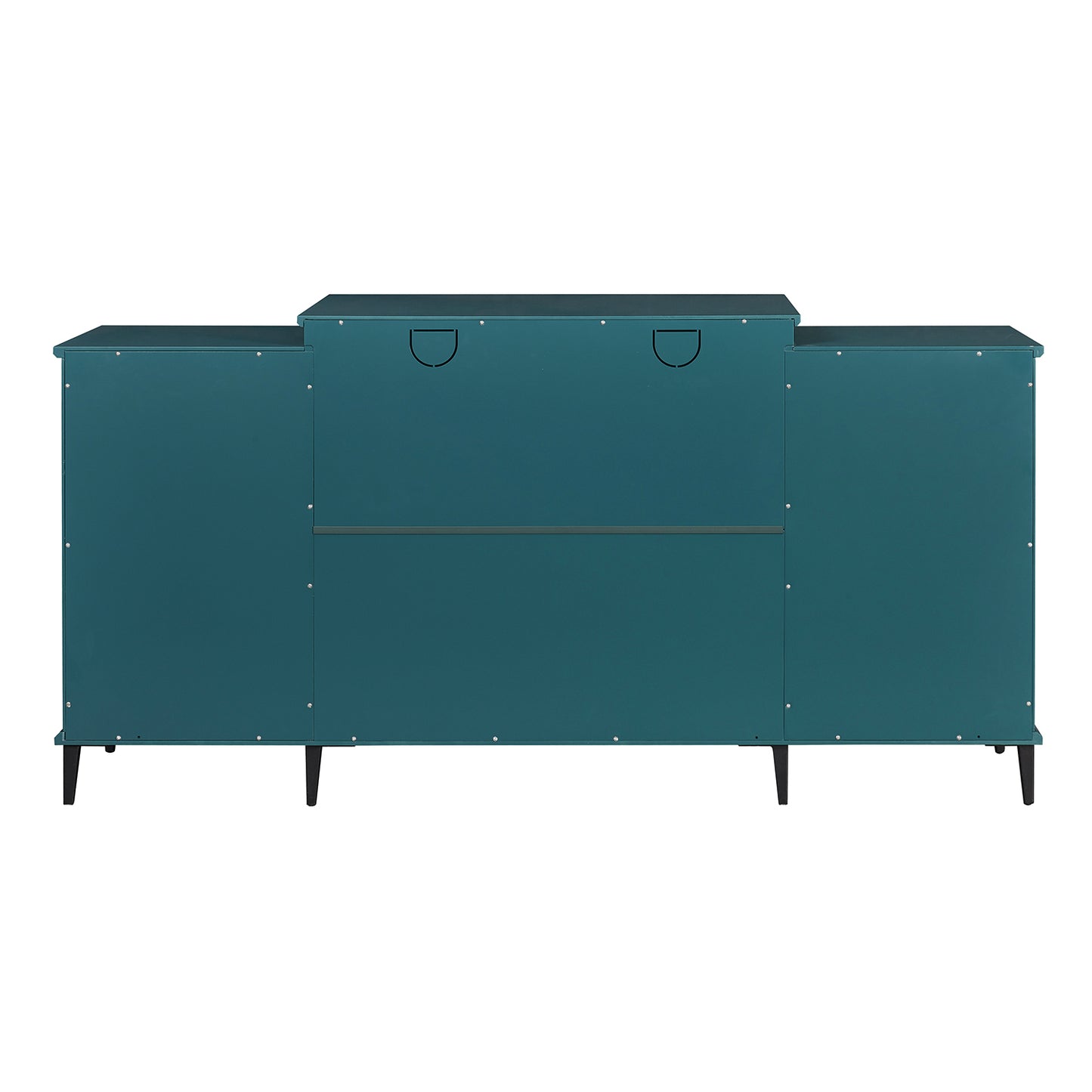 Teal Blue TV Stand with Glass Doors - 62 Inch Buffet Cabinet for Living Room