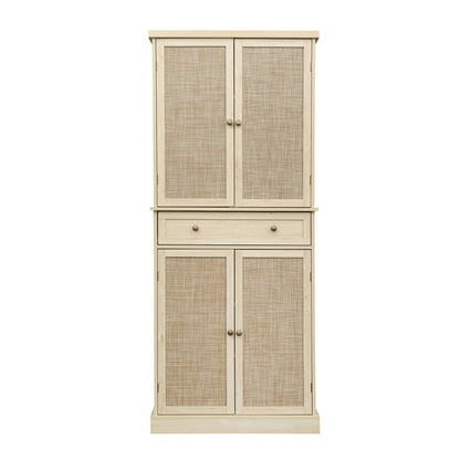 4 Door Cabinet with 1 Drawer, with 4 Adjustable Inner Shelves, Storage Cabinet