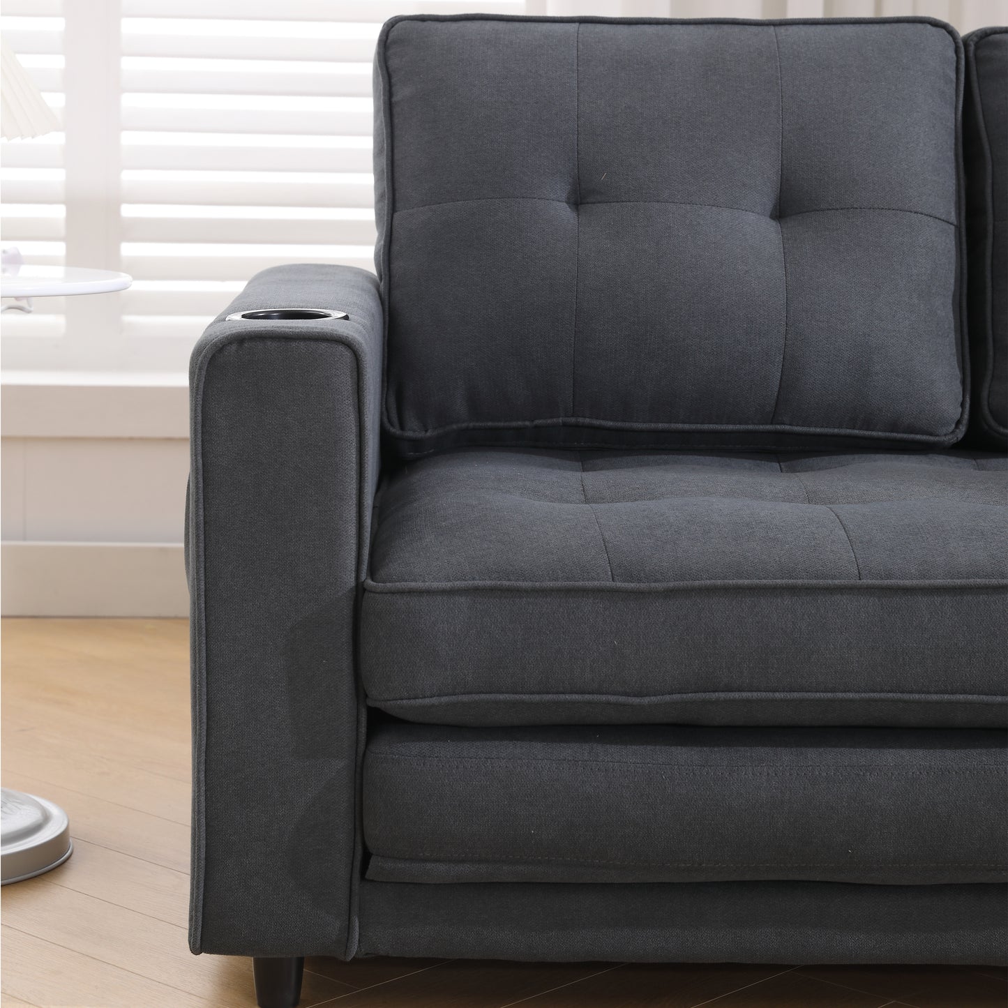 Dark Gray 3-in-1 Futon Sofa Bed with Side Pockets - image 12