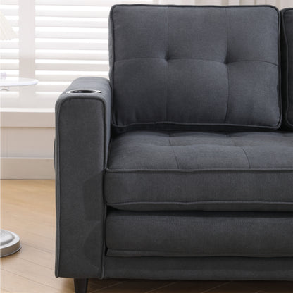 Dark Gray 3-in-1 Futon Sofa Bed with Side Pockets - image 12