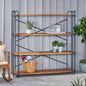 Natural Metal & Wood 4-Shelf Bookcase - 64" Tall for Living Room