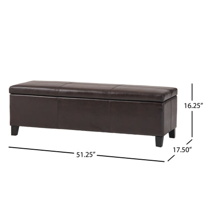 Brown Faux Leather Storage Ottoman Bench - 50.87" x 17.32"