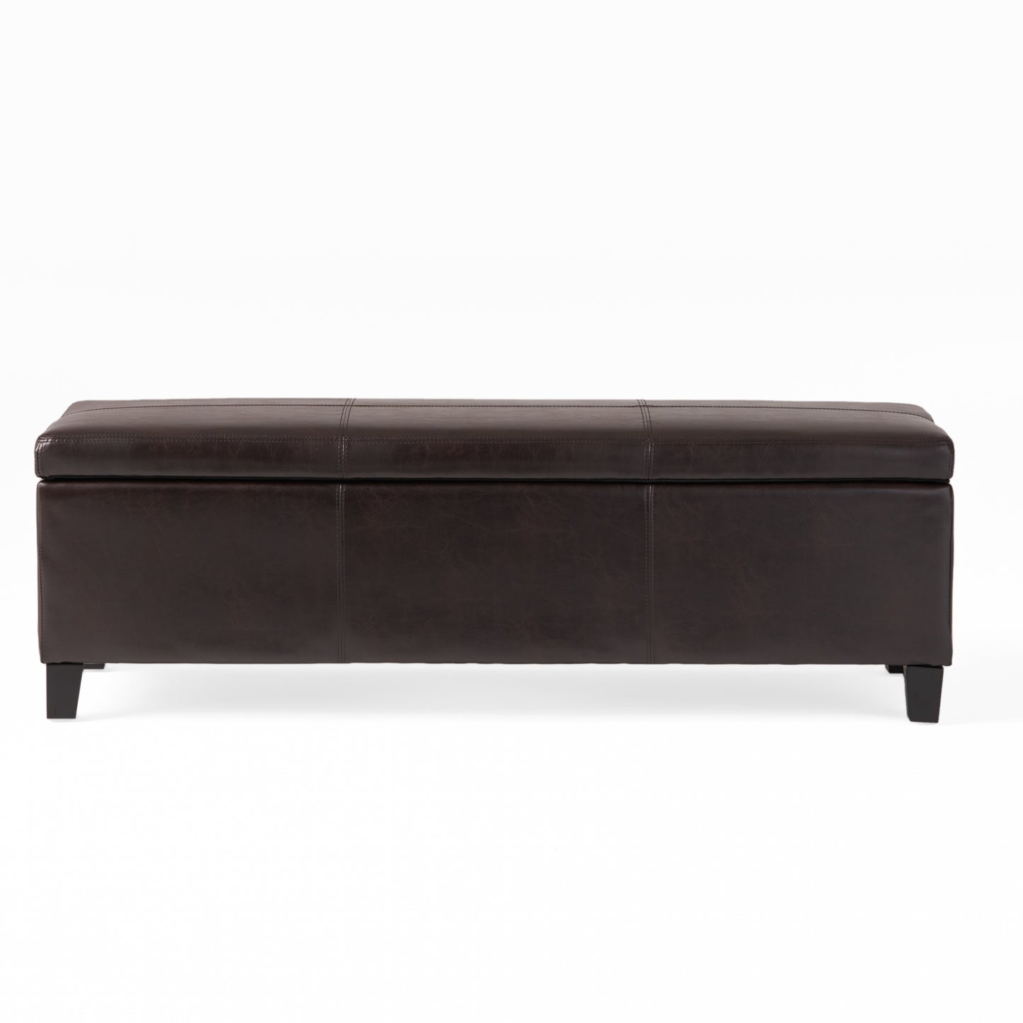 Brown Faux Leather Storage Ottoman Bench - 50.87" x 17.32"