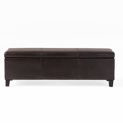 Brown Faux Leather Storage Ottoman Bench - 50.87" x 17.32"