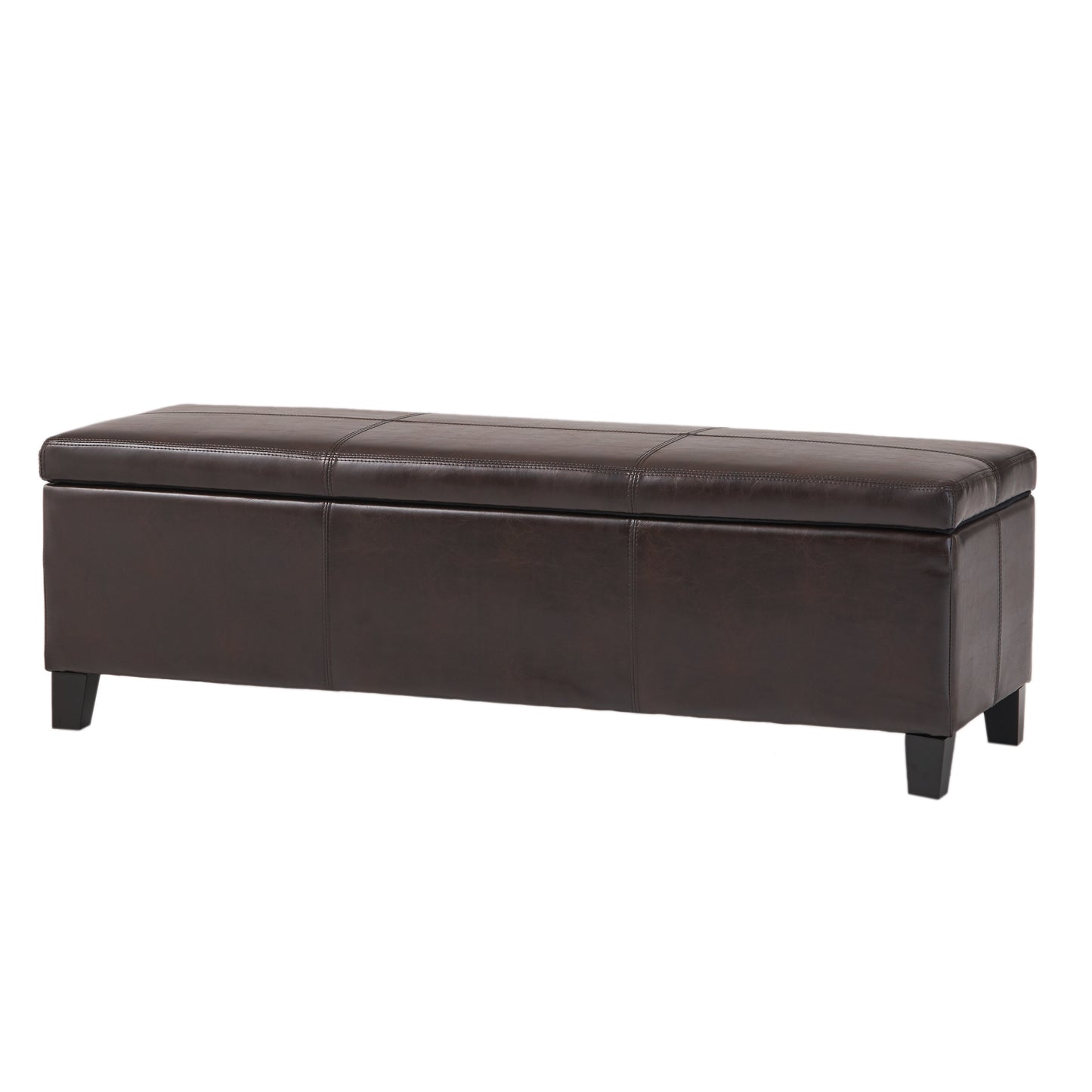 Brown Faux Leather Storage Ottoman Bench - 50.87" x 17.32"
