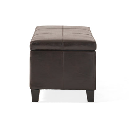 Brown Faux Leather Storage Ottoman Bench - 50.87" x 17.32"