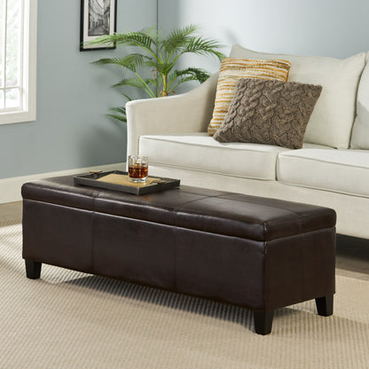 Upholstered PU Leather Storage Ottoman, Solid Wooden Legs (old sku 57742.00BRN)