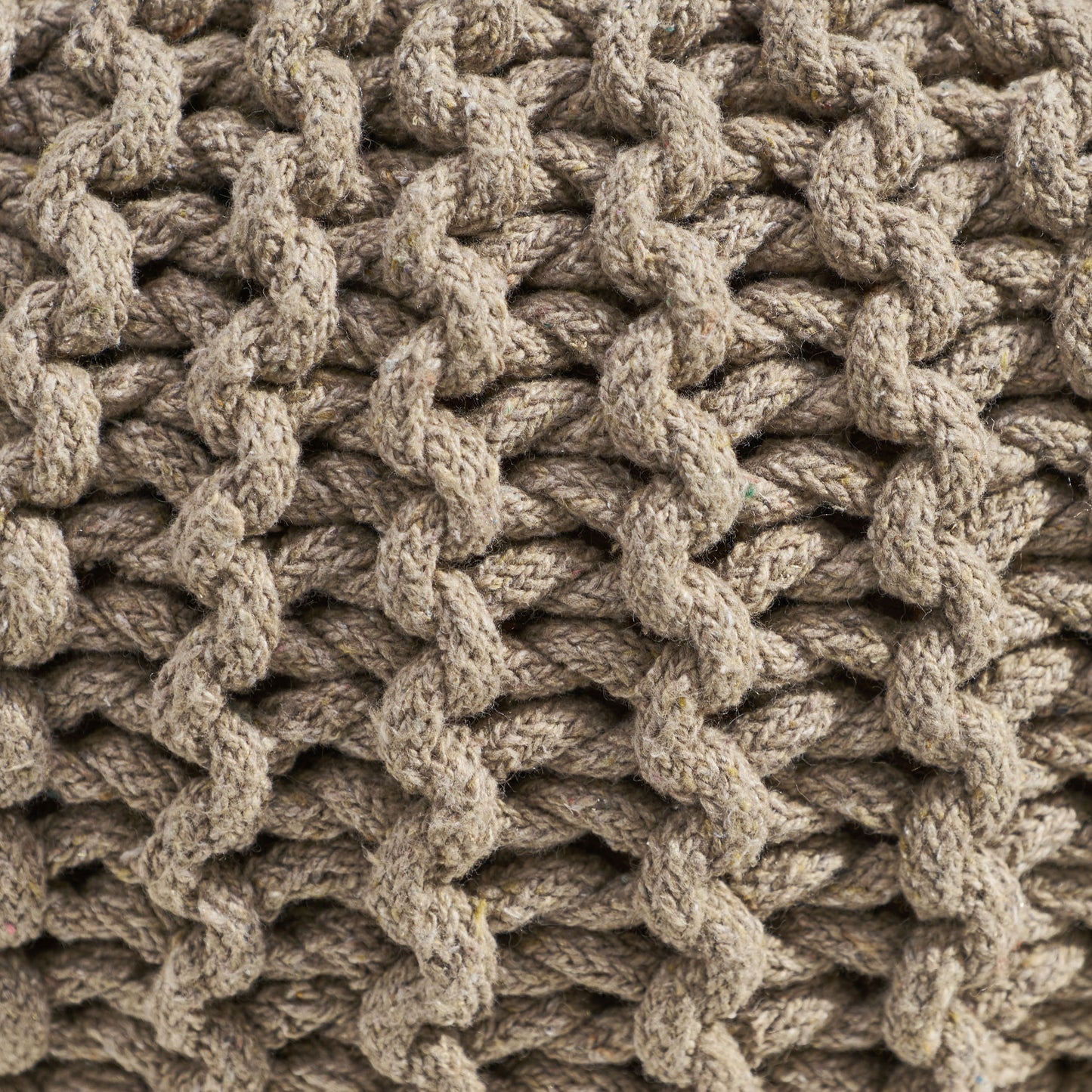 Brown Cotton Knitted Pouf for Cozy Living Room Seating