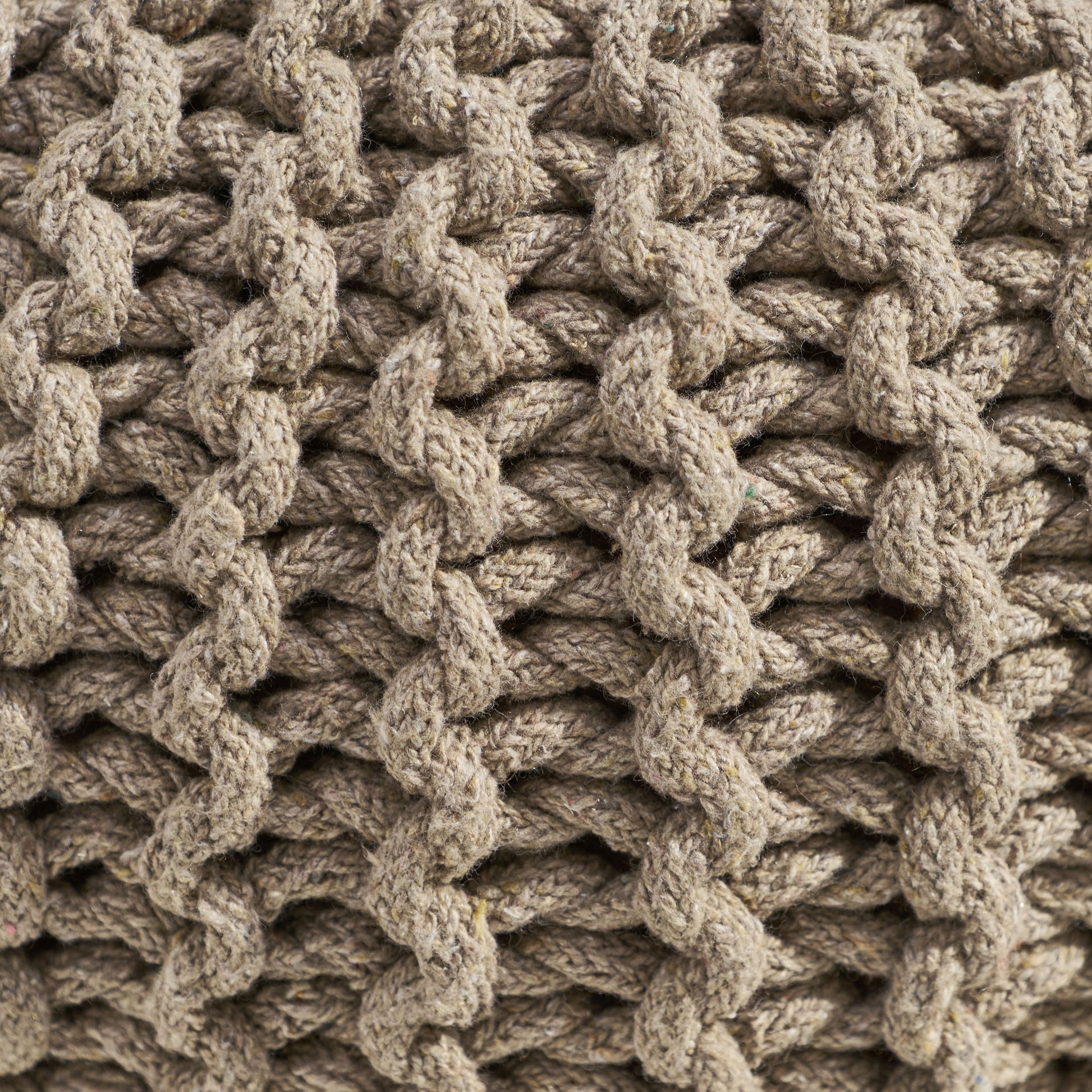 Brown Cotton Knitted Pouf for Cozy Living Room Seating