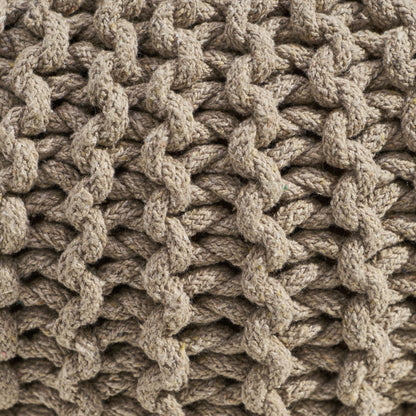 Brown Cotton Knitted Pouf for Cozy Living Room Seating