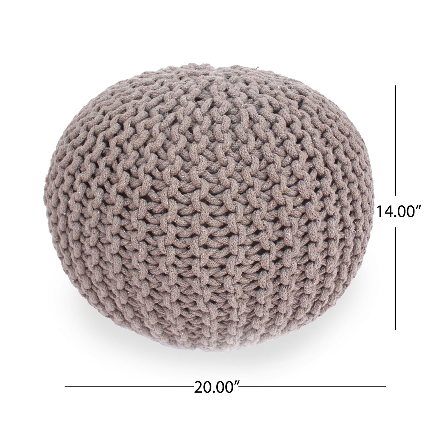 Brown Cotton Knitted Pouf for Cozy Living Room Seating