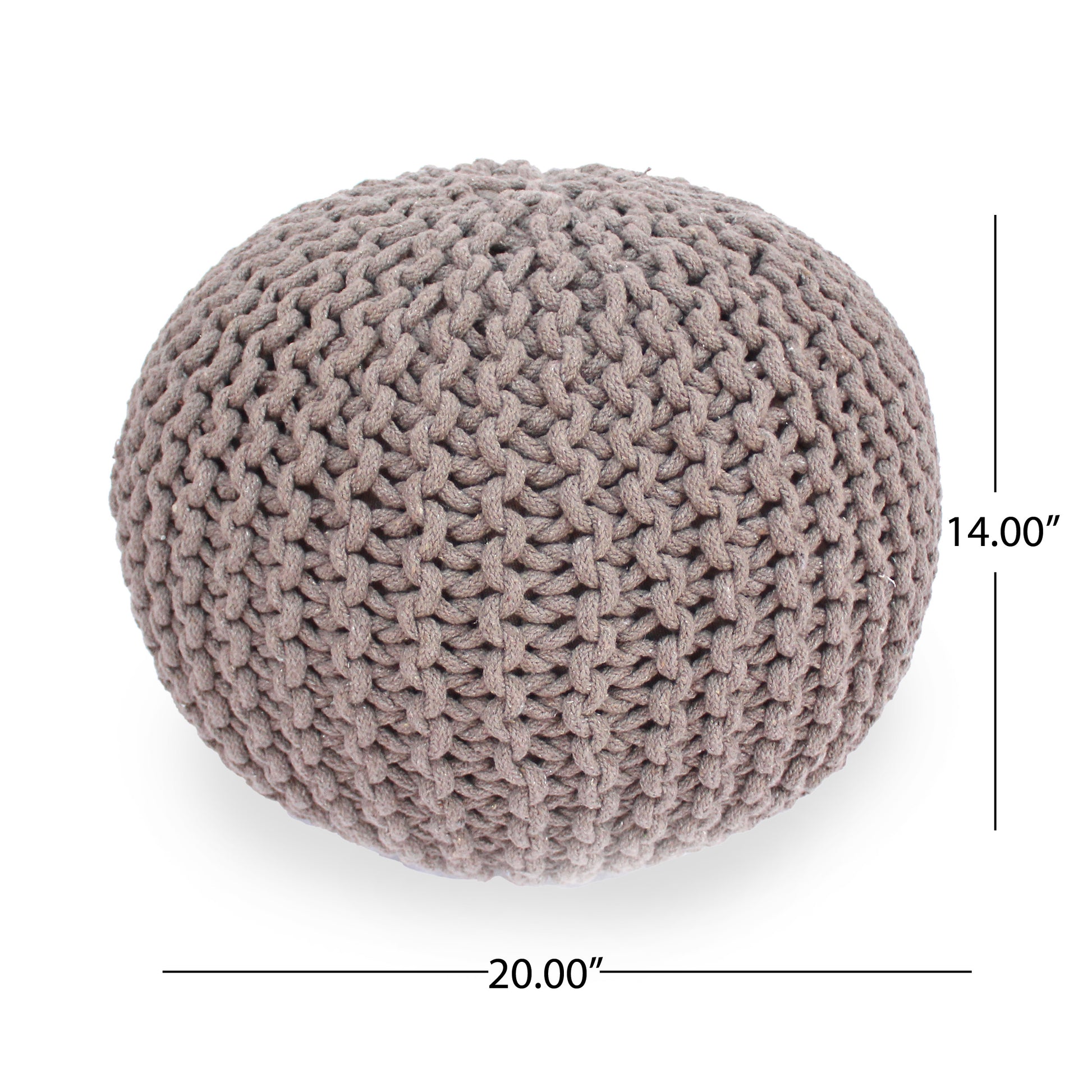 Brown Cotton Knitted Pouf for Cozy Living Room Seating