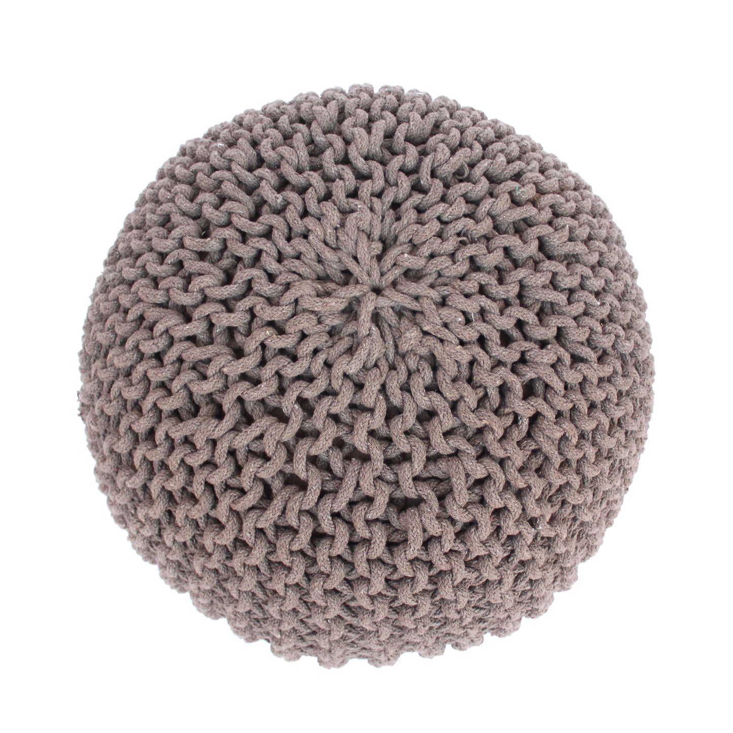 Brown Cotton Knitted Pouf for Cozy Living Room Seating