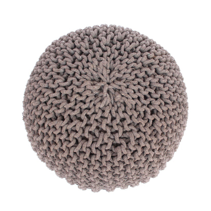 Brown Cotton Knitted Pouf for Cozy Living Room Seating
