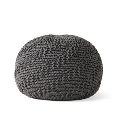 Dark Grey Cotton Round Pouf - 20 Inch Lazy Sofa Chair