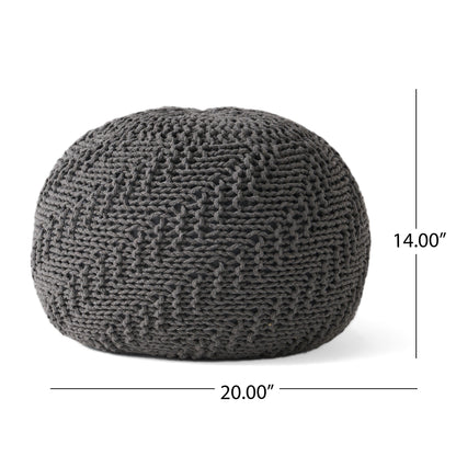 Dark Grey Cotton Round Pouf - 20 Inch Lazy Sofa Chair