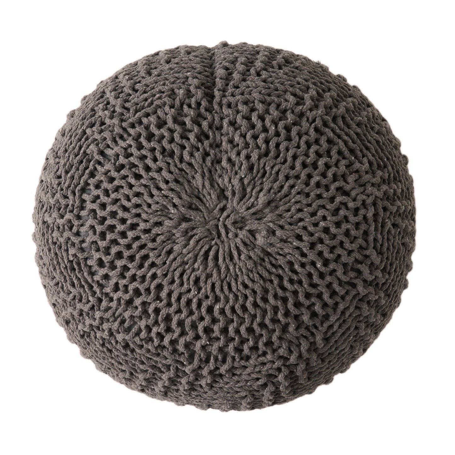 Dark Grey Cotton Round Pouf - 20 Inch Lazy Sofa Chair