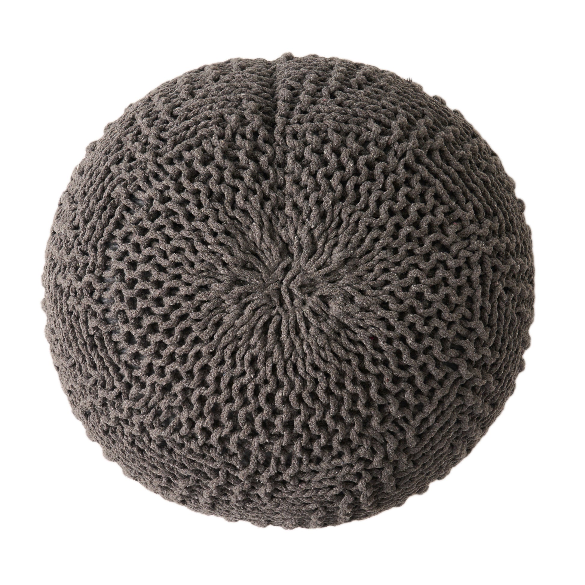 Dark Grey Cotton Round Pouf - 20 Inch Lazy Sofa Chair
