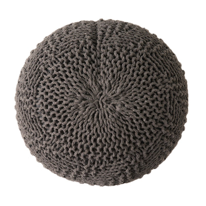 Dark Grey Cotton Round Pouf - 20 Inch Lazy Sofa Chair