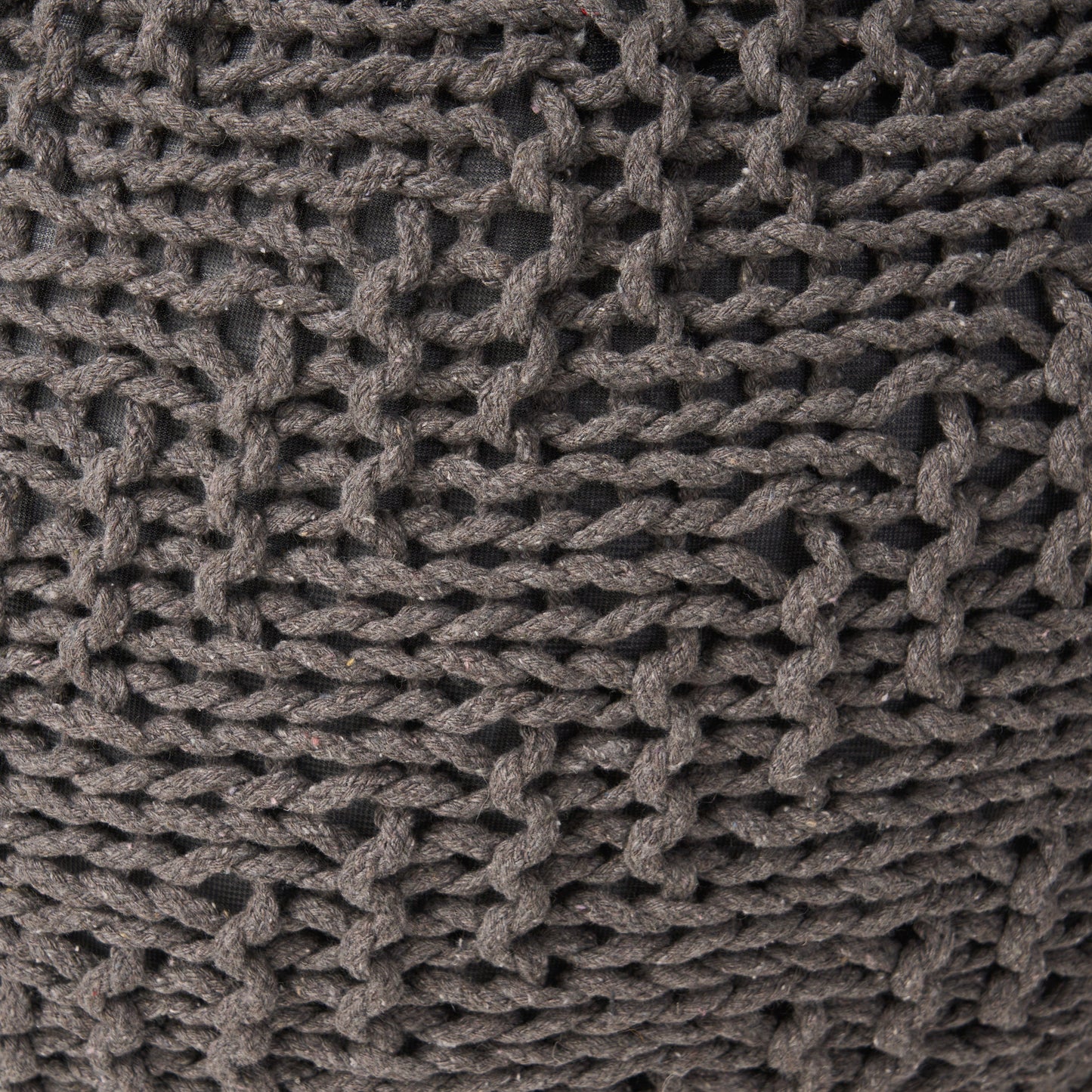 Dark Grey Cotton Round Pouf - 20 Inch Lazy Sofa Chair