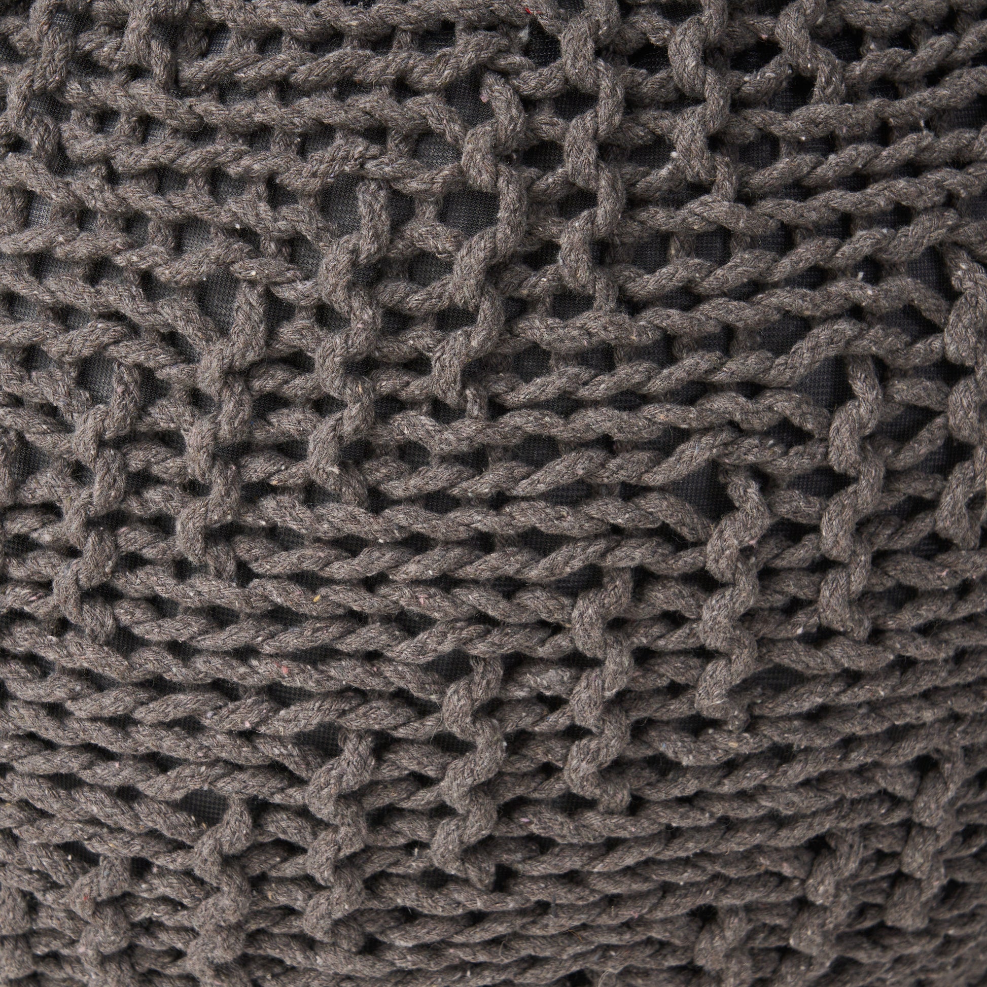 Dark Grey Cotton Round Pouf - 20 Inch Lazy Sofa Chair
