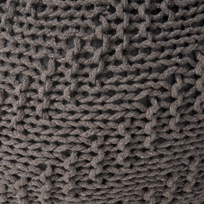 Dark Grey Cotton Round Pouf - 20 Inch Lazy Sofa Chair