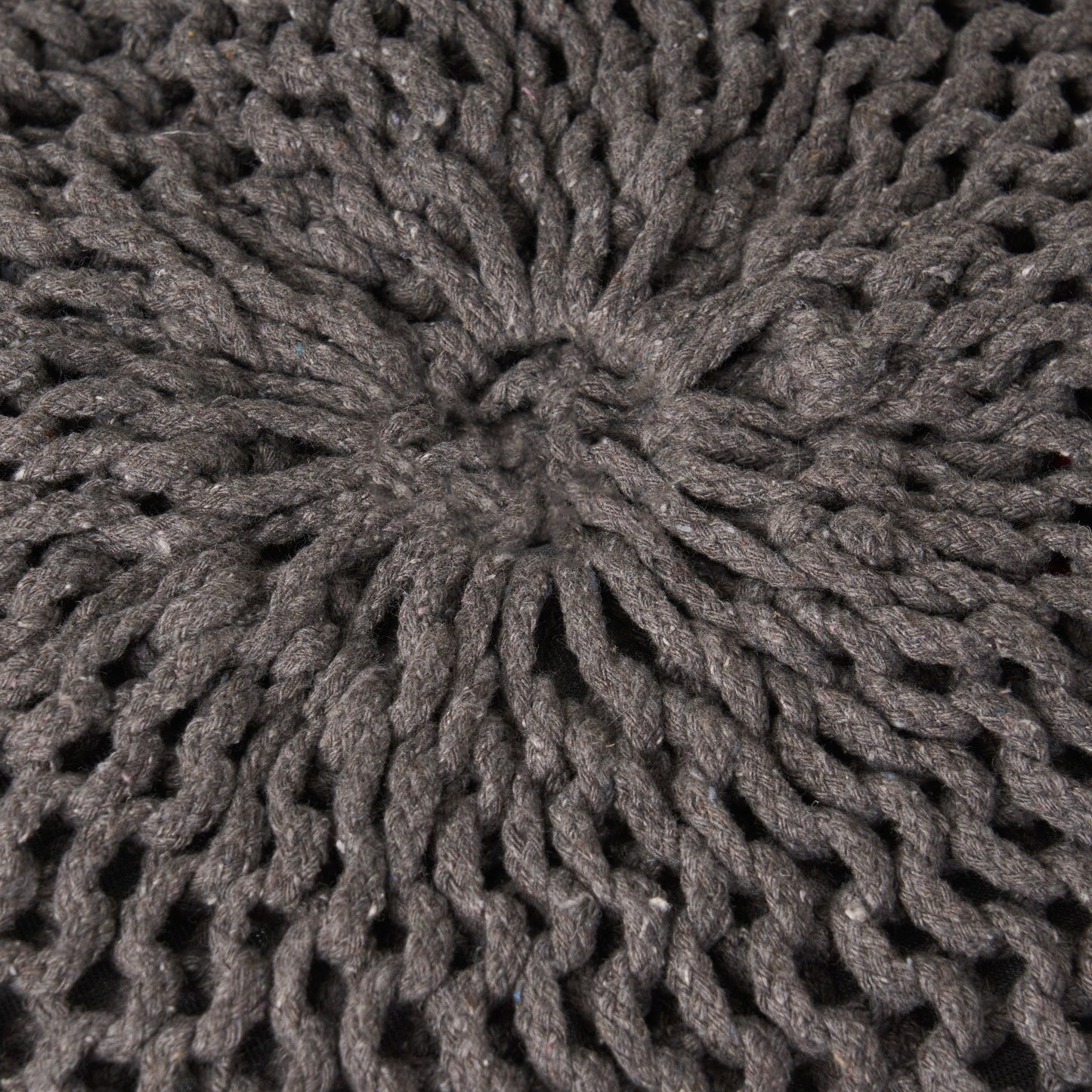 Dark Grey Cotton Round Pouf - 20 Inch Lazy Sofa Chair