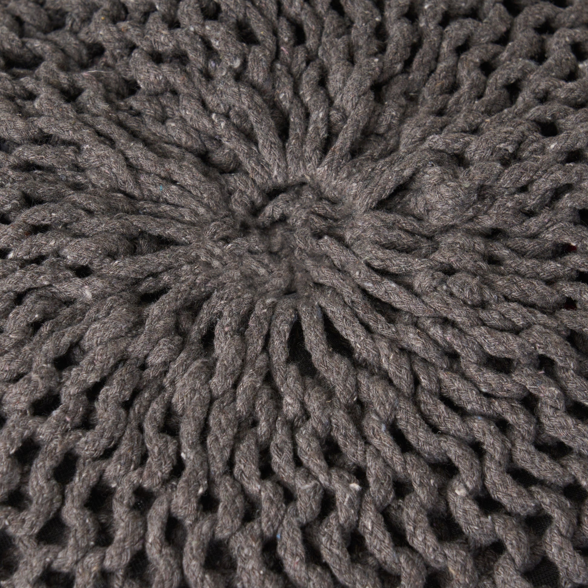 Dark Grey Cotton Round Pouf - 20 Inch Lazy Sofa Chair