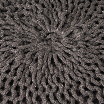 Dark Grey Cotton Round Pouf - 20 Inch Lazy Sofa Chair